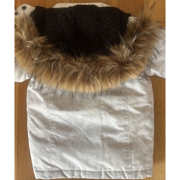 Diesel Boys Jacket Lt Gray Camo Puffer Parka w/Fur Trim Sz 4 Warm Cargo Pockets - Picture 11 of 12